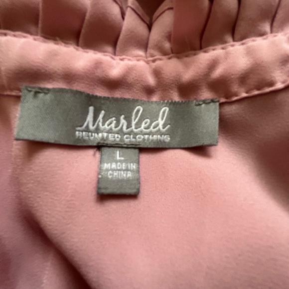 Marled Pink Ruffle Collar Blouse - Picture 3 of 3